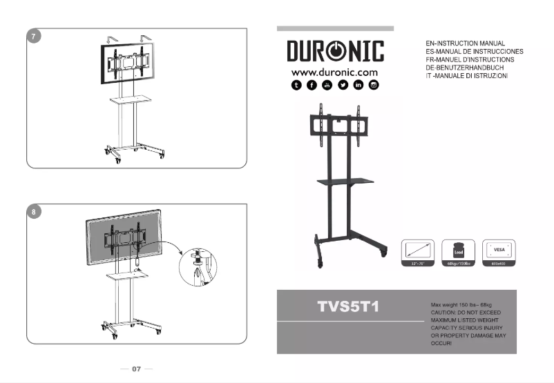 Page 1 of the manual User Manual Duronic TVS5T1