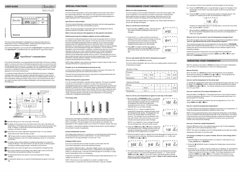 Page n°1 - Manuel utilisateur Honeywell Chronotherm Modulation