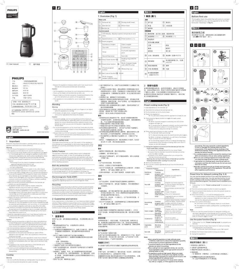 Page n°1 - Manuel utilisateur Philips Viva HR2078