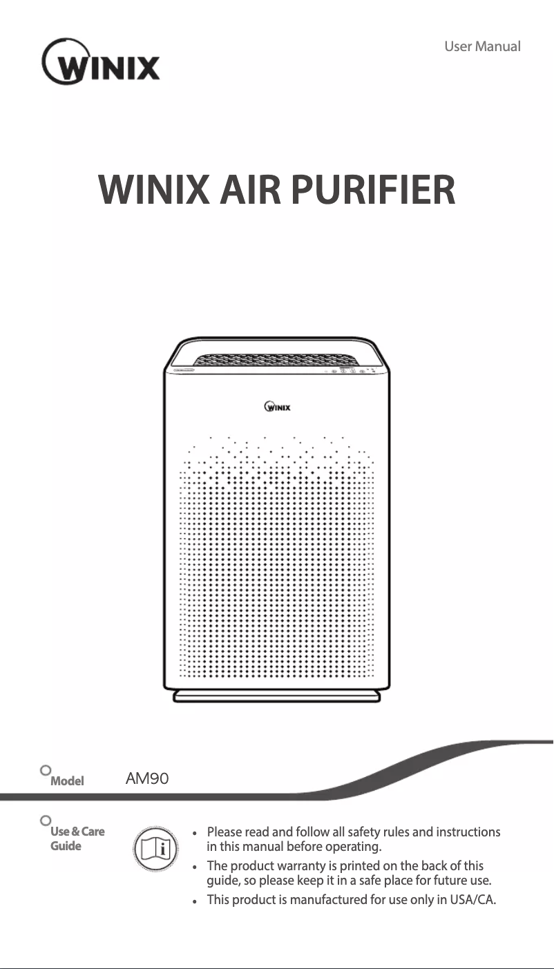Page 1 de la notice Manuel utilisateur Winix AM90