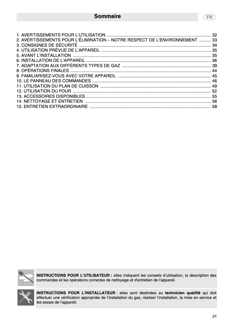 Page n°1 - Manuel utilisateur Smeg CX92SV2