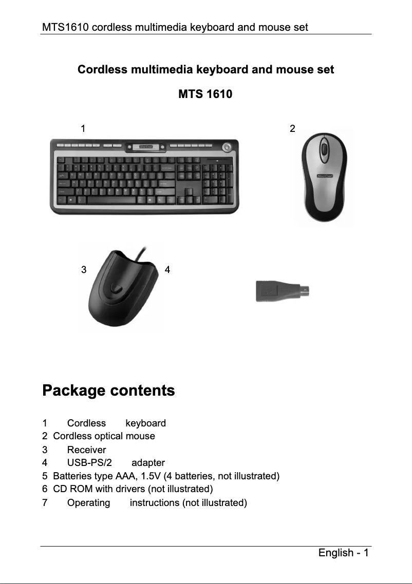 Page n°1 - Manuel utilisateur SilverCrest MTS 1610