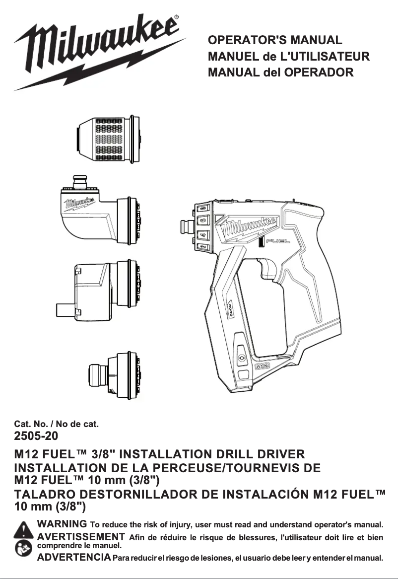 Page 1 de la notice Manuel utilisateur Milwaukee M12 Fuel 2505-22