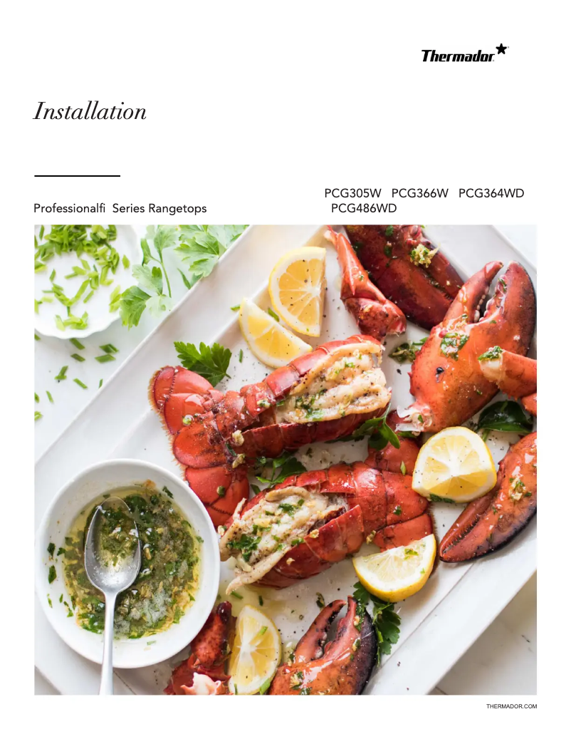 Page n°1 - Guide d'installation Thermador PCG366W