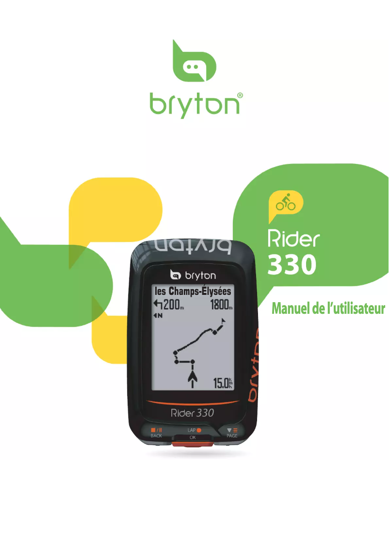 Image de la première page du manuel de l'appareil Rider 330