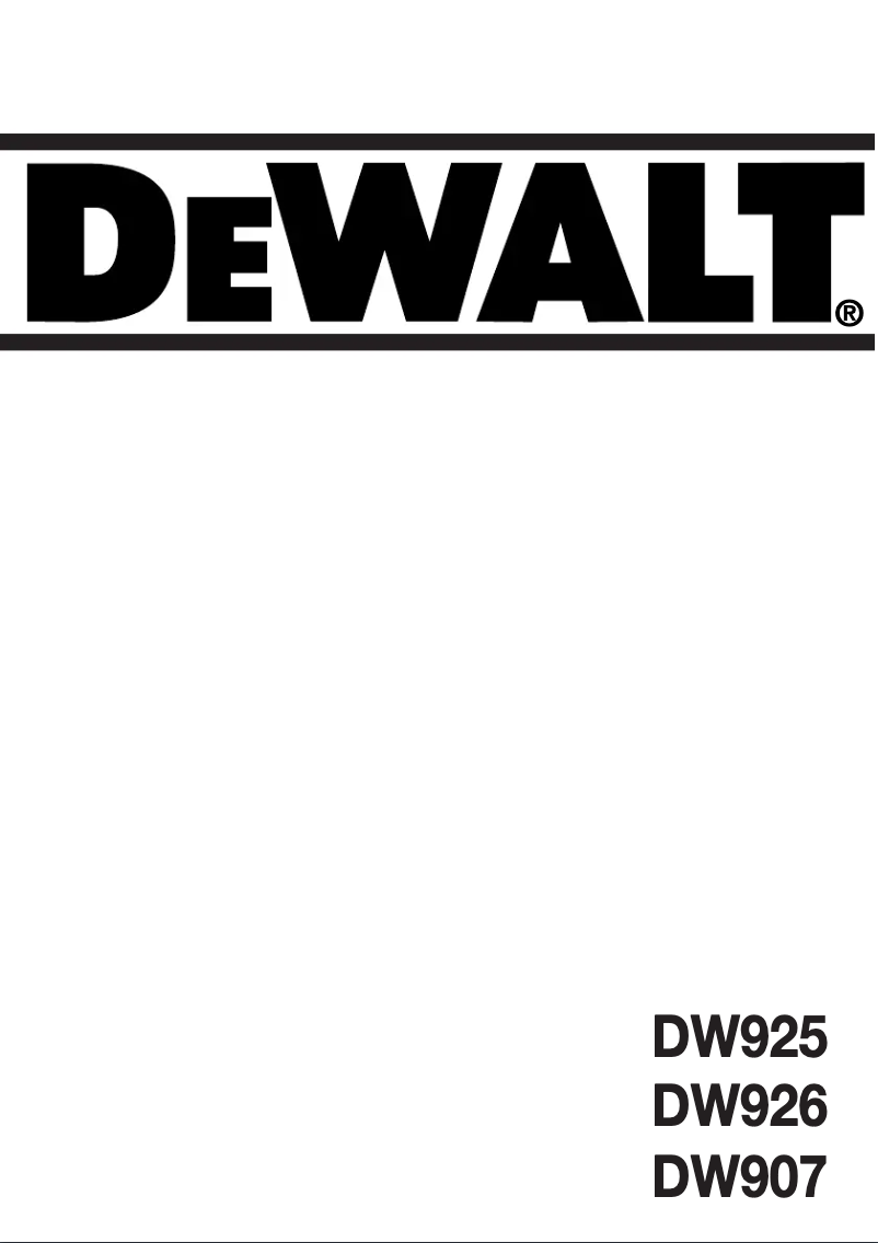 Page 1 de la notice Manuel utilisateur DeWalt DW926