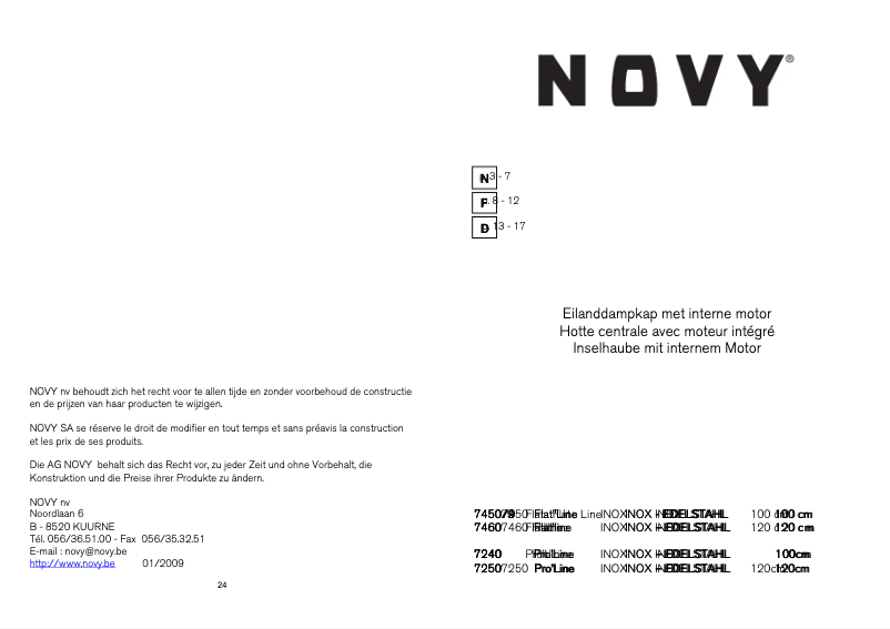 Page n°1 - Manuel utilisateur Novy Flat'Line 7460