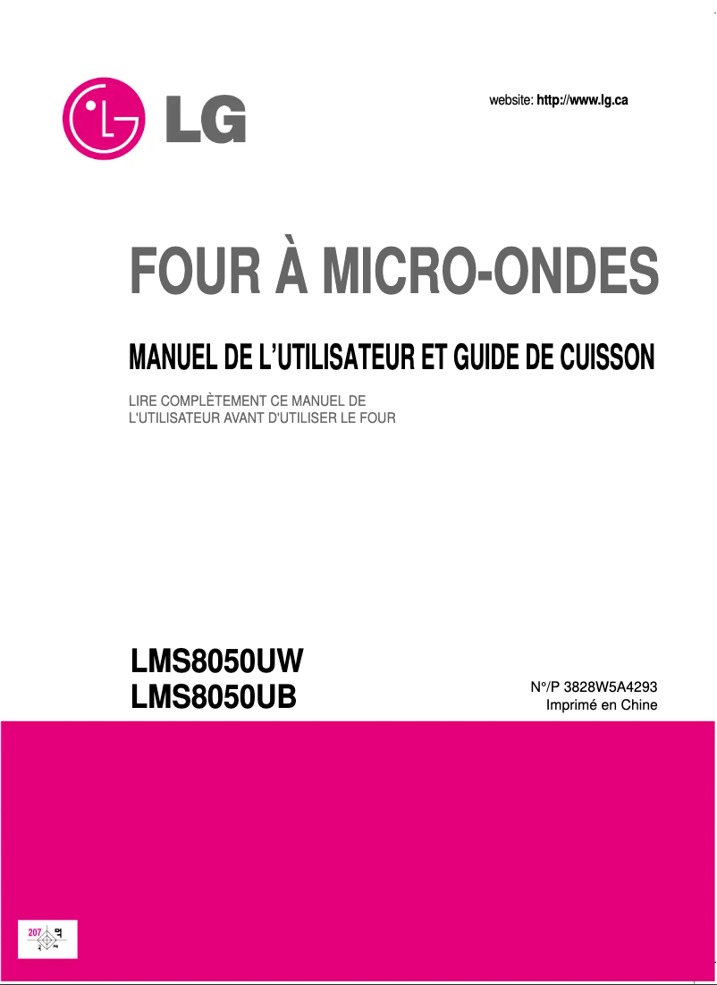 Page 1 de la notice Manuel utilisateur LG MS-84MRU