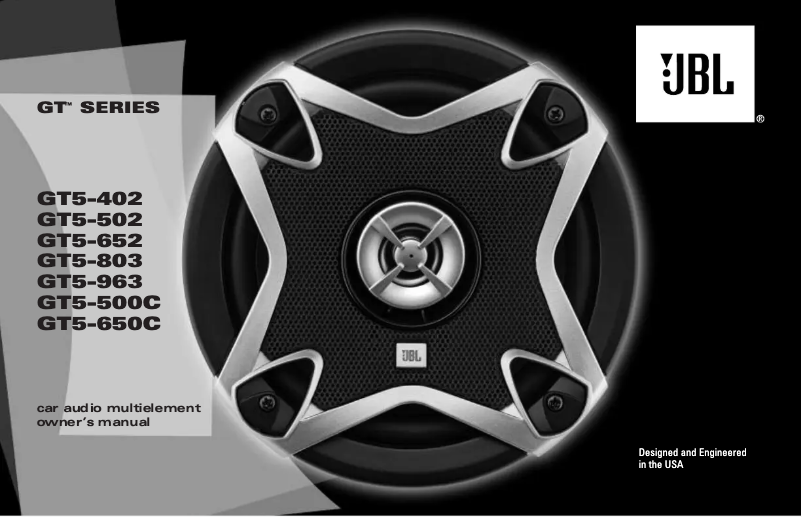 Page n°1 - Manuel utilisateur JBL GT5-500C