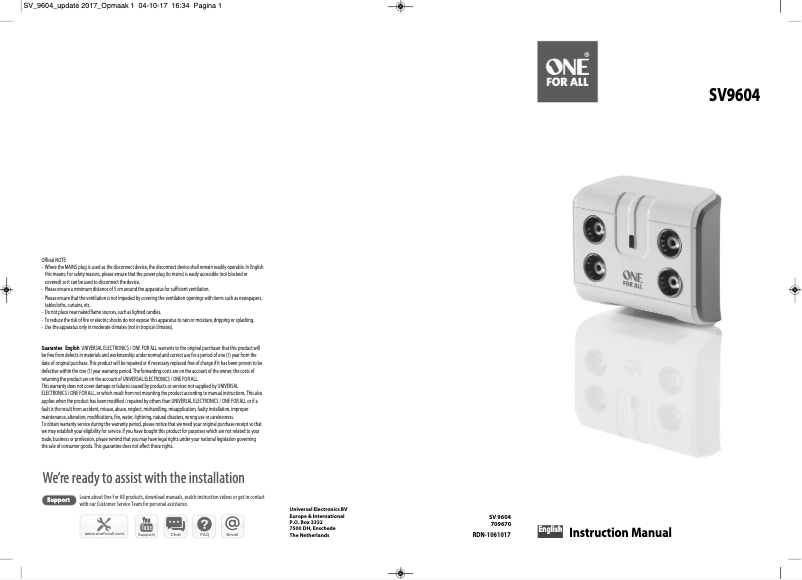 Image de la première page du manuel de l'appareil SV 9604