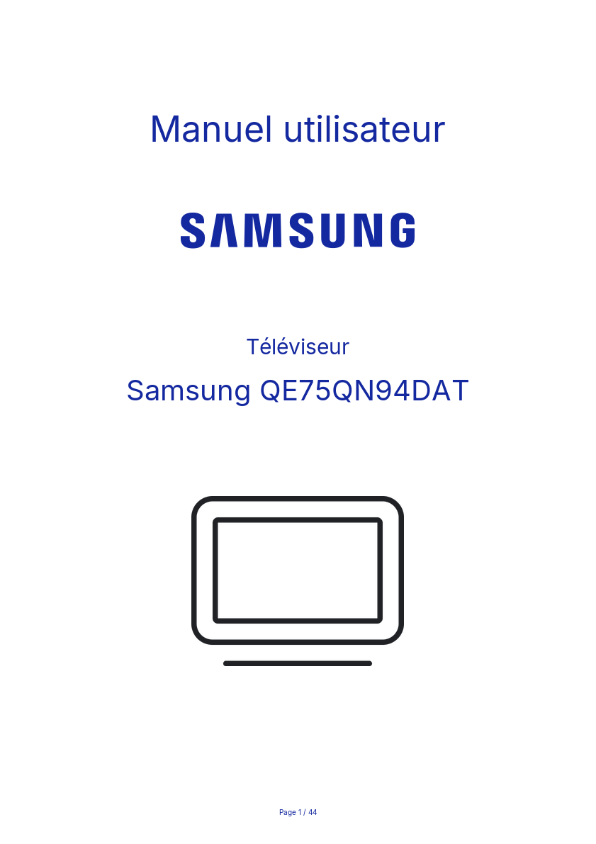 Page n°1 - Manuel utilisateur Samsung QE75QN94DAT