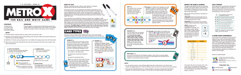 Page n°1 - Manuel utilisateur Gamewright Metro X