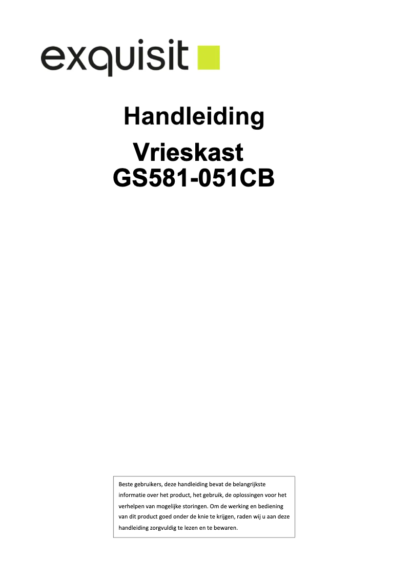 Page 1 de la notice Manuel utilisateur Exquisit GS581-051CB