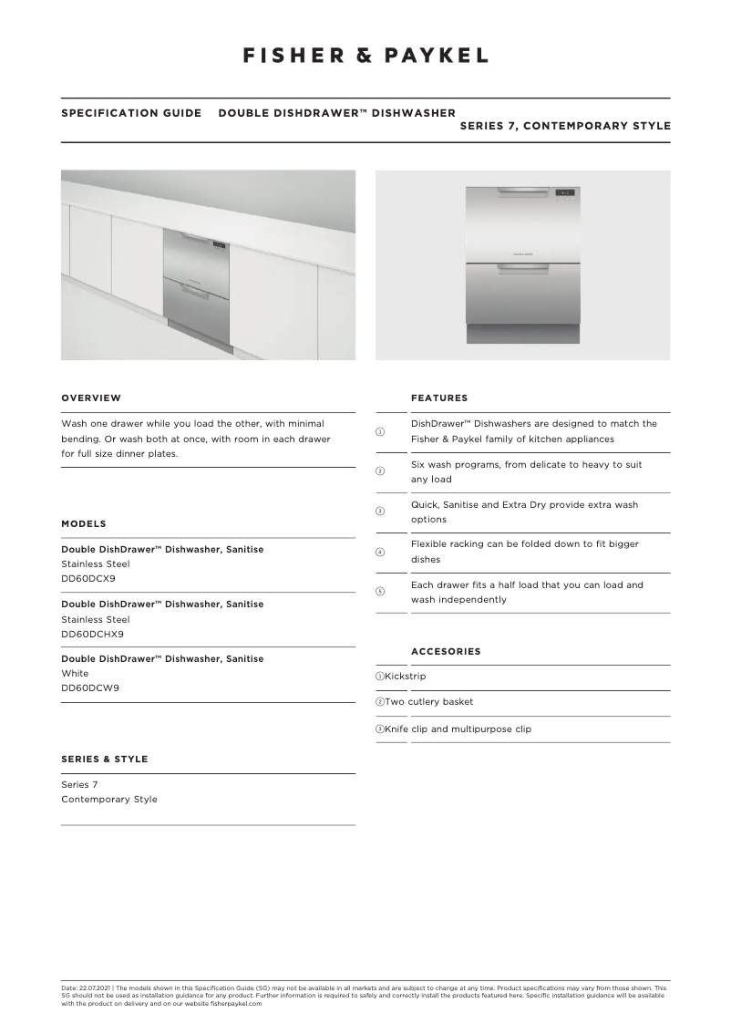 Page n°1 - Fiche technique Fisher & Paykel DD60DCHX9