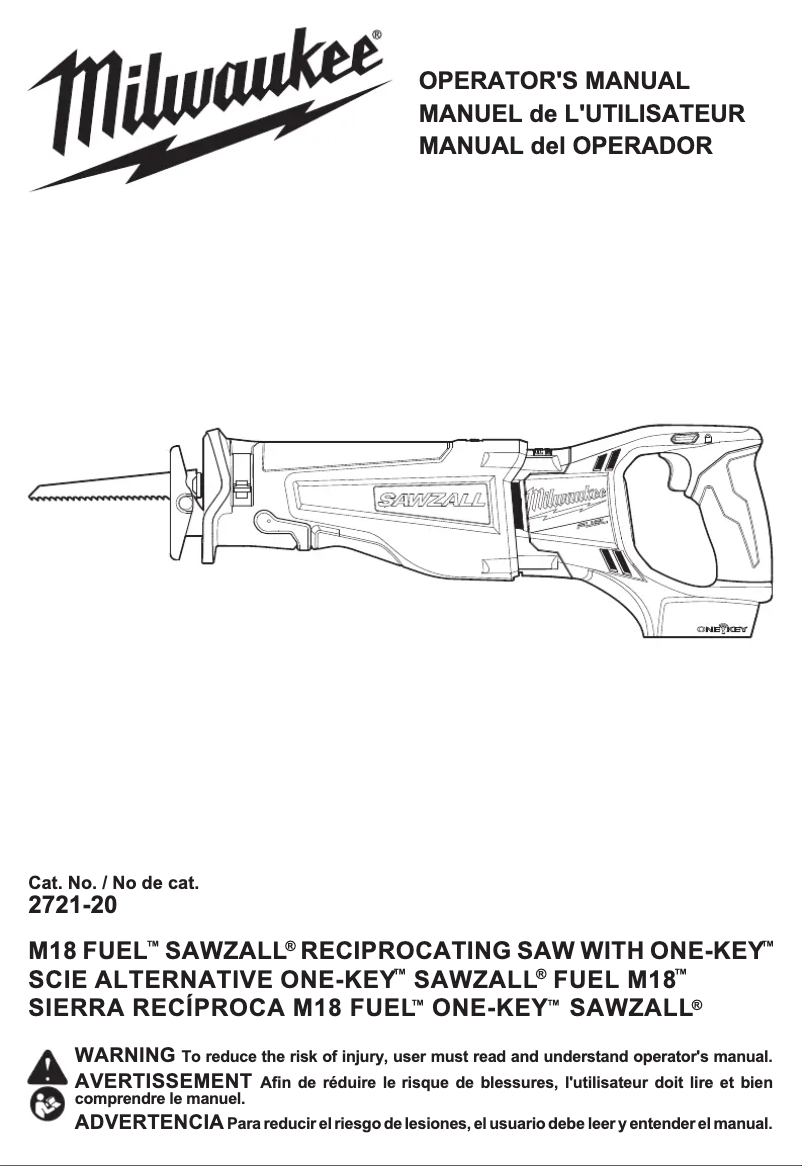 Image de la première page du manuel de l'appareil M18 Fuel 2721-22HD