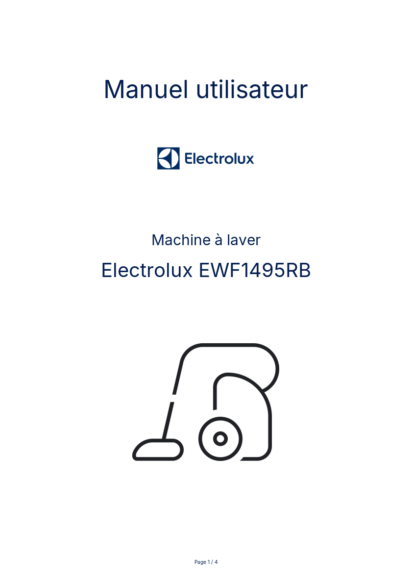 Image de la première page du manuel de l'appareil EWF1495RB