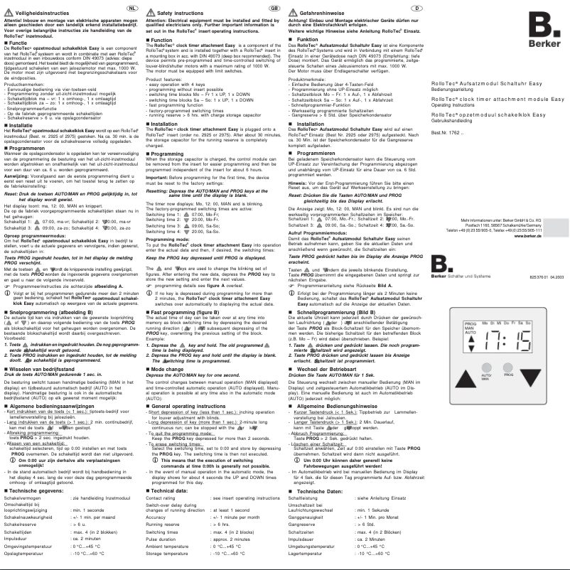 Page 1 de la notice Manuel utilisateur Berker 17628989