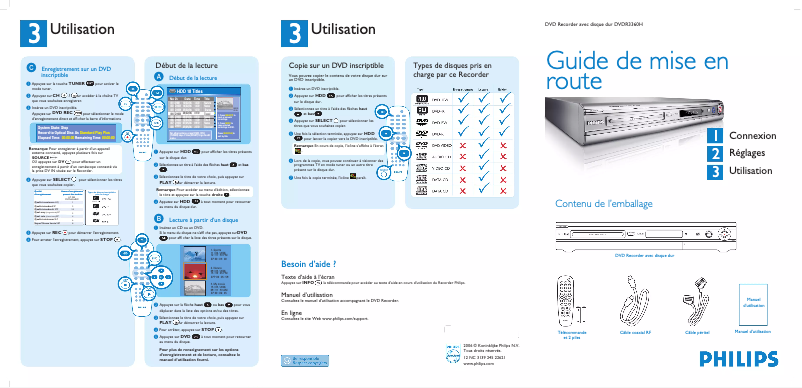 First page image of the manual for DVDR3360H