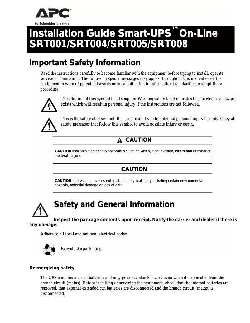 Image de la première page du manuel de l'appareil SRT001