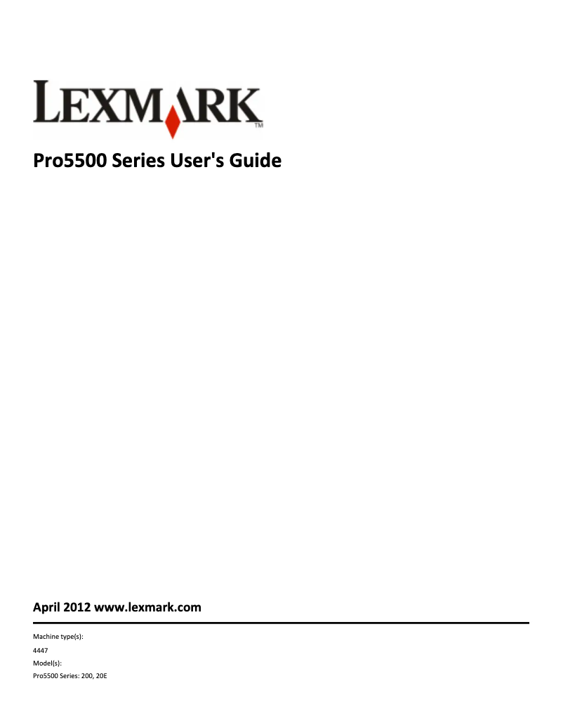 Page 1 de la notice Manuel utilisateur Lexmark Pro 5500