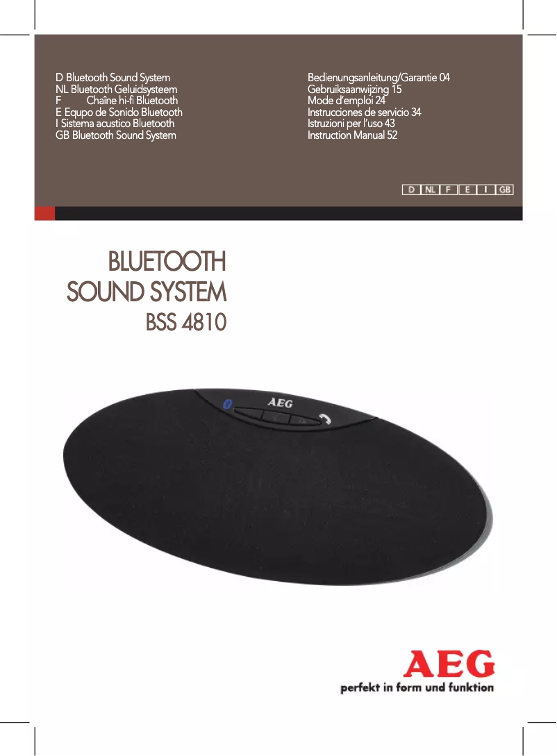Page n°1 - Manuel utilisateur AEG BSS 4810