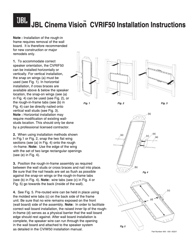 Page 1 de la notice Manuel utilisateur JBL Cinema Vision CVRIF50