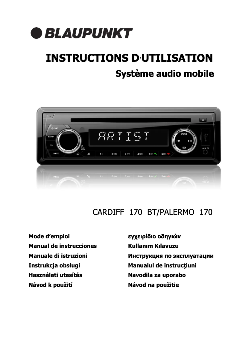 Page 1 de la notice Manuel utilisateur Blaupunkt Cardiff 170 BT