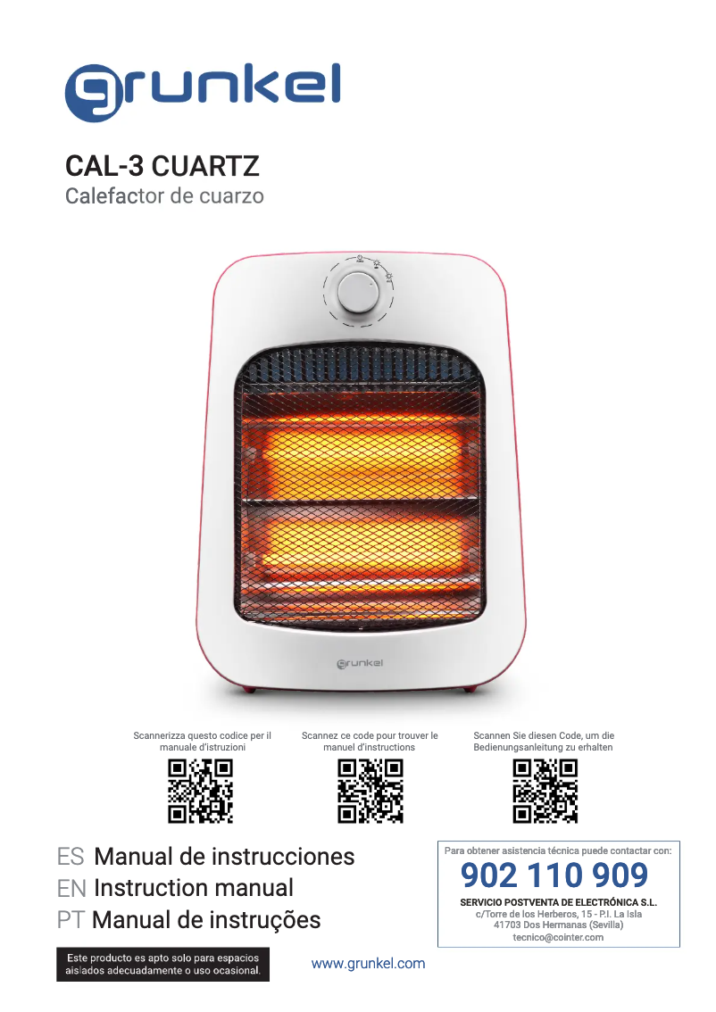 Page 1 de la notice Manuel utilisateur Grunkel CAL-3 CUARTZ