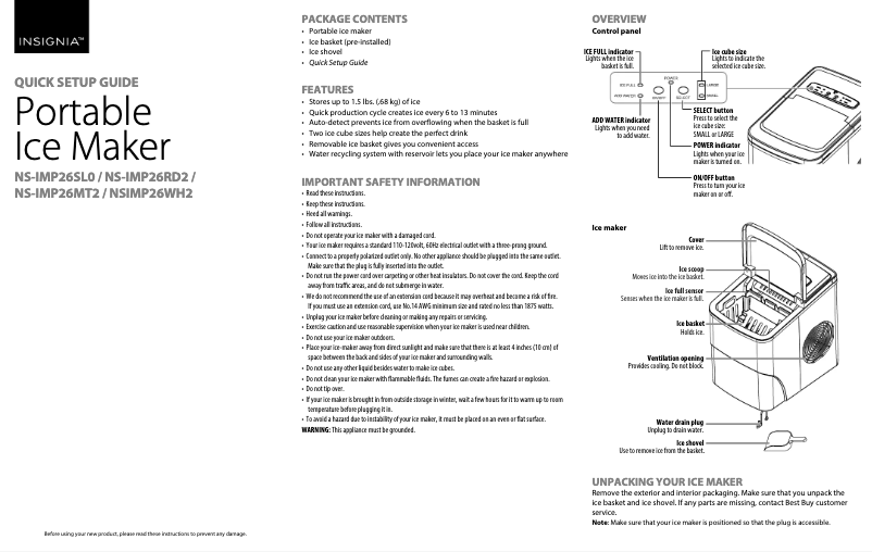 Page n°1 - Guide de démarrage rapide Insignia NS-CFR32MT1