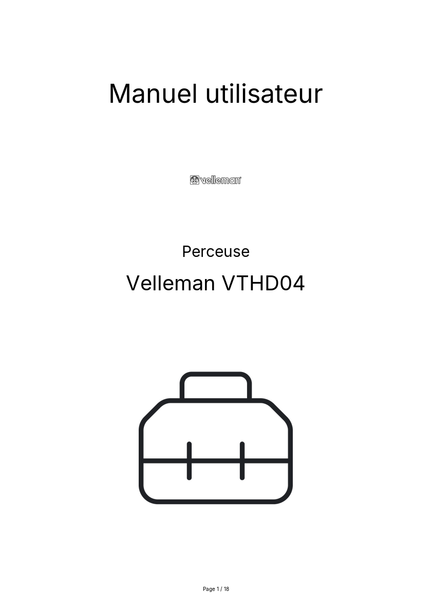 Image de la première page du manuel de l'appareil VTHD04