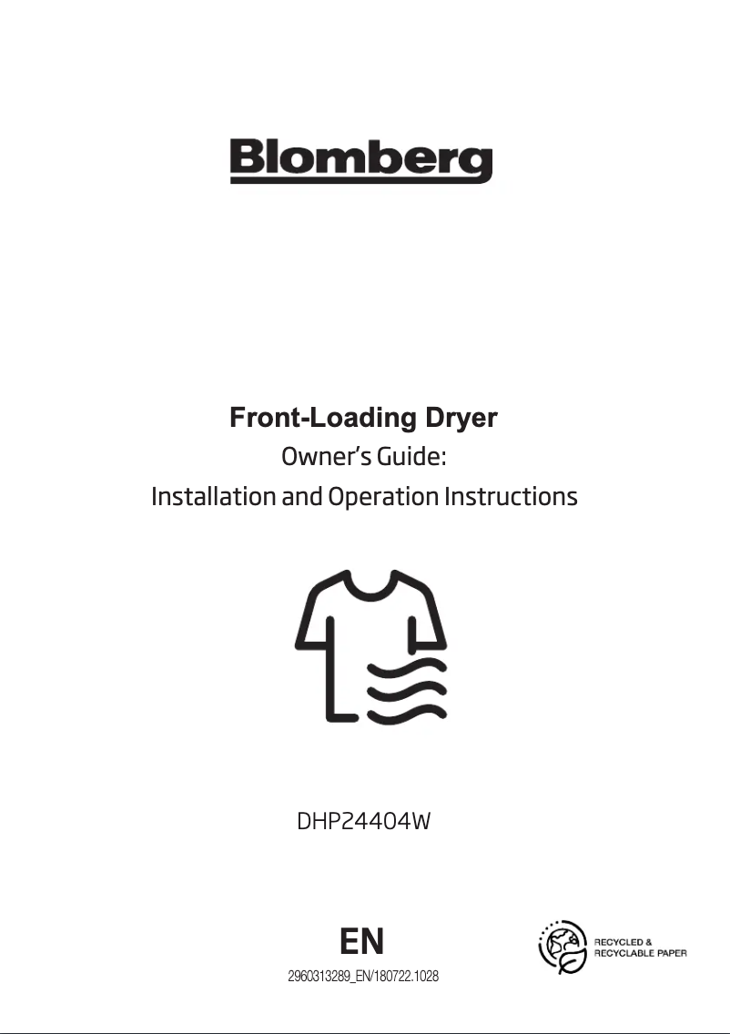 Page 1 de la notice Manuel utilisateur Blomberg DHP24404W