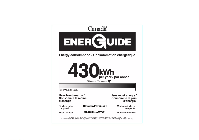 Page n°1 - Label énergétique Midea MLC31N5AWW