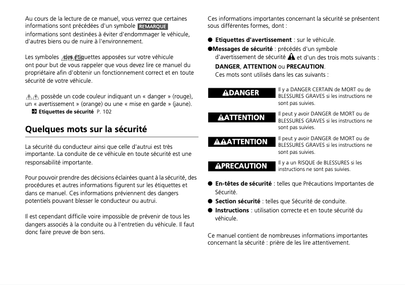 Page 1 de la notice Manuel utilisateur Honda Civic (2018)