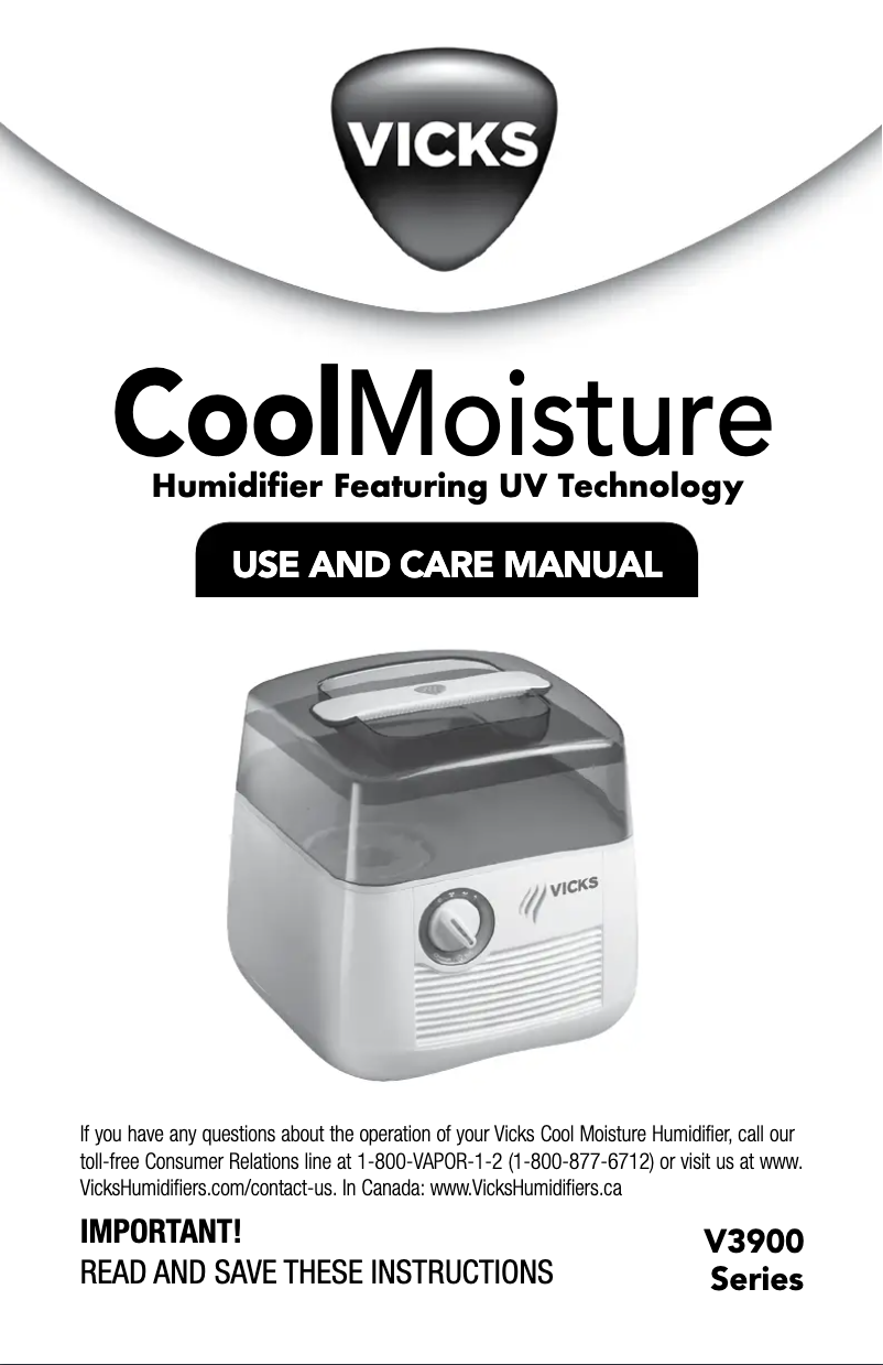 Page n°1 - Manuel utilisateur Vicks V3900