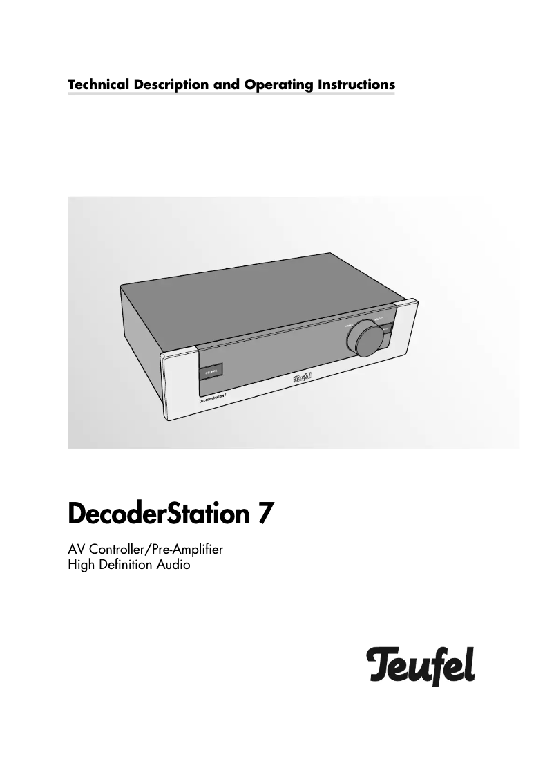 Page n°1 - Manuel utilisateur Teufel Complete 7