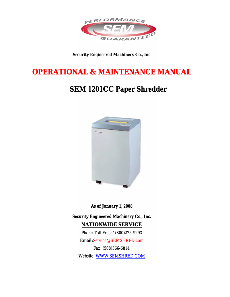 Page n°1 - Manuel utilisateur SEM 1201CC