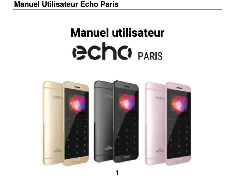 Page 1 de la notice Manuel utilisateur Echo Paris