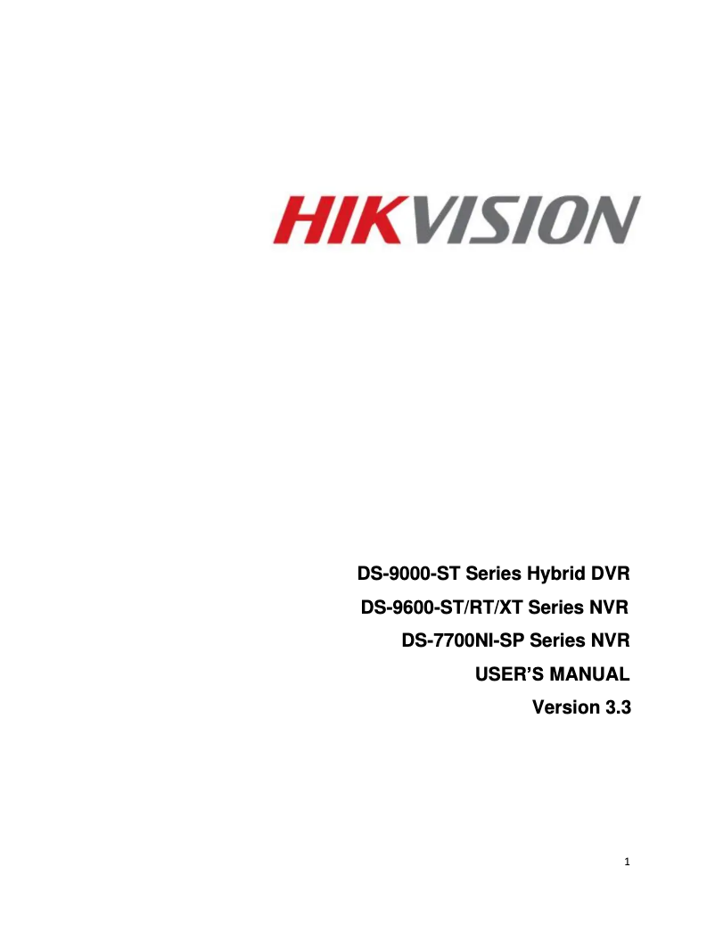 Page 1 de la notice Manuel utilisateur Hikvision DS-9016HWI-ST