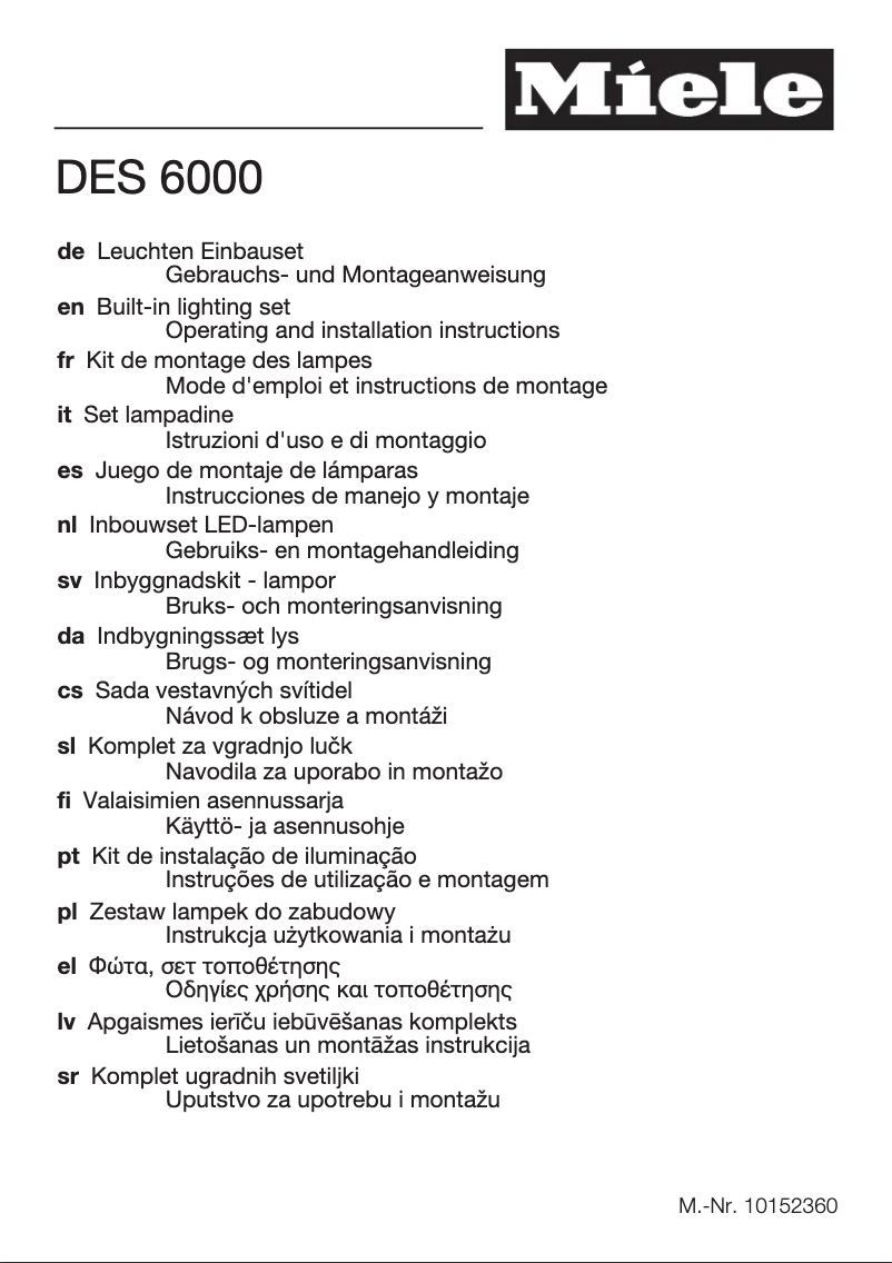 Page n°1 - Manuel utilisateur Miele DES 6000