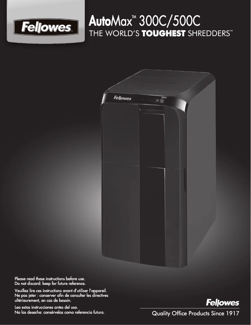 Page 1 de la notice Manuel utilisateur Fellowes AutoMax 300C