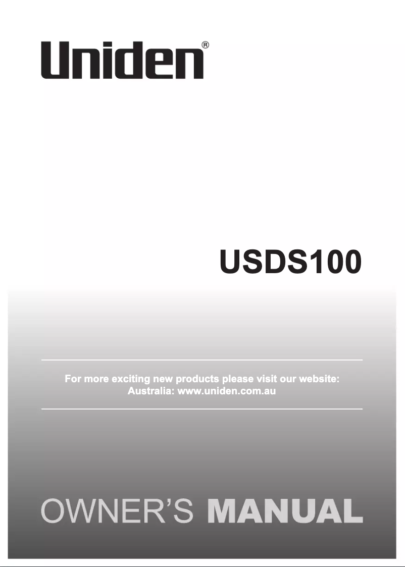 Page n°1 - Manuel utilisateur Uniden USDS100