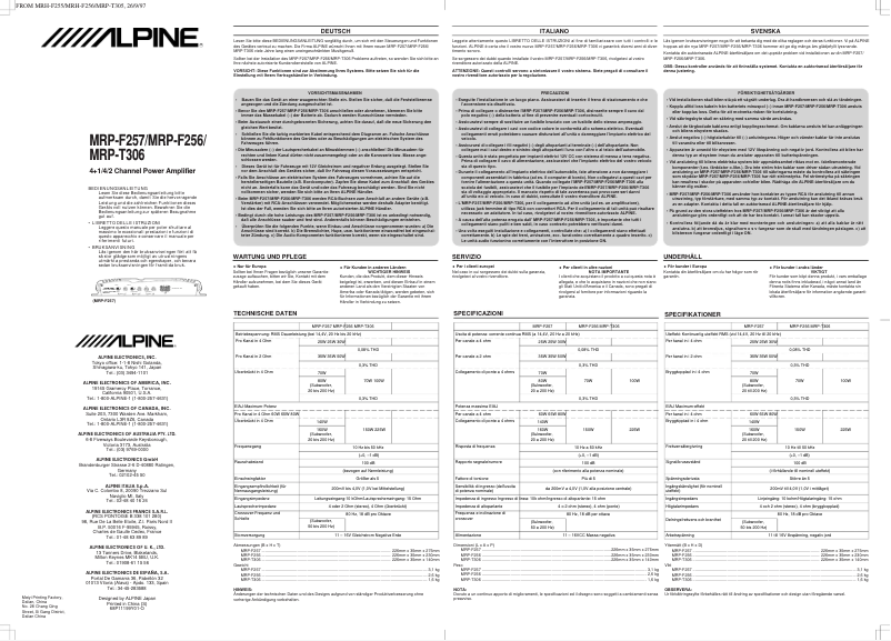 Page n°1 - Manuel utilisateur Alpine MRP-F256