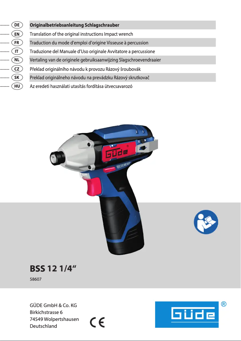 Page 1 de la notice Manuel utilisateur Güde BSS 12 1/4-0