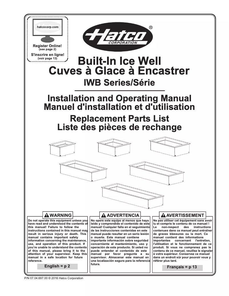 Page n°1 - Manuel utilisateur Hatco IWB-S1