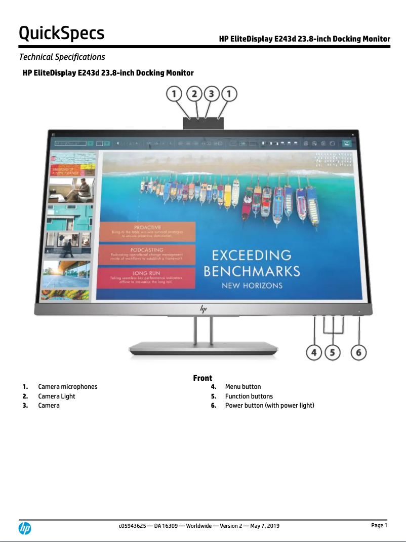 Página 1 del manual Ficha técnica HP EliteDisplay E243d