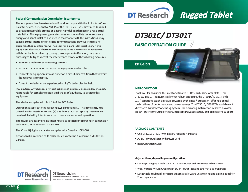 Page n°1 - Manuel utilisateur DT Research DT301T