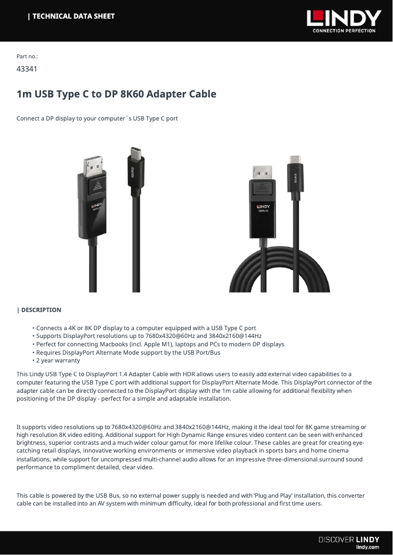 Page n°1 - Manuel utilisateur Lindy 43341