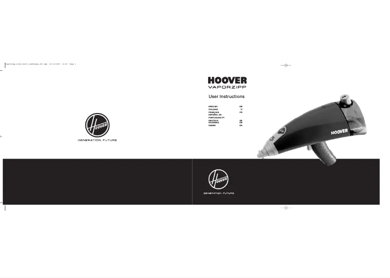 Page 1 de la notice Manuel utilisateur Hoover Vaporzipp VPA0301