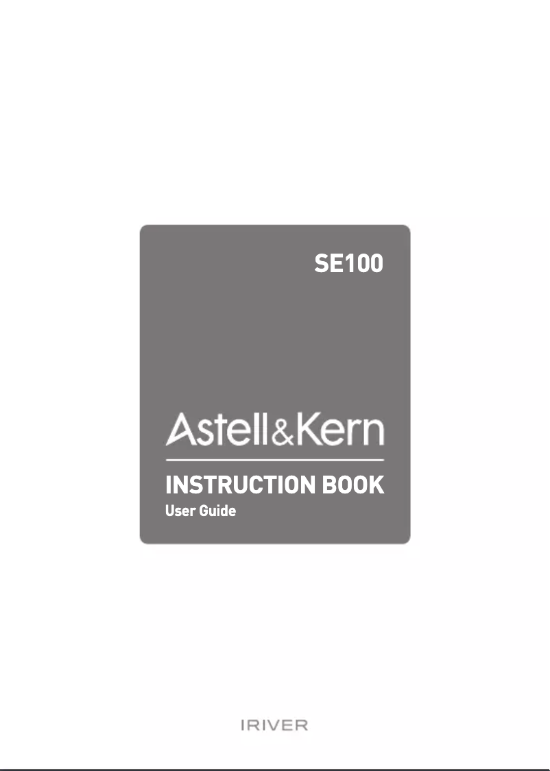Page 1 de la notice Manuel utilisateur Astell&Kern SE100