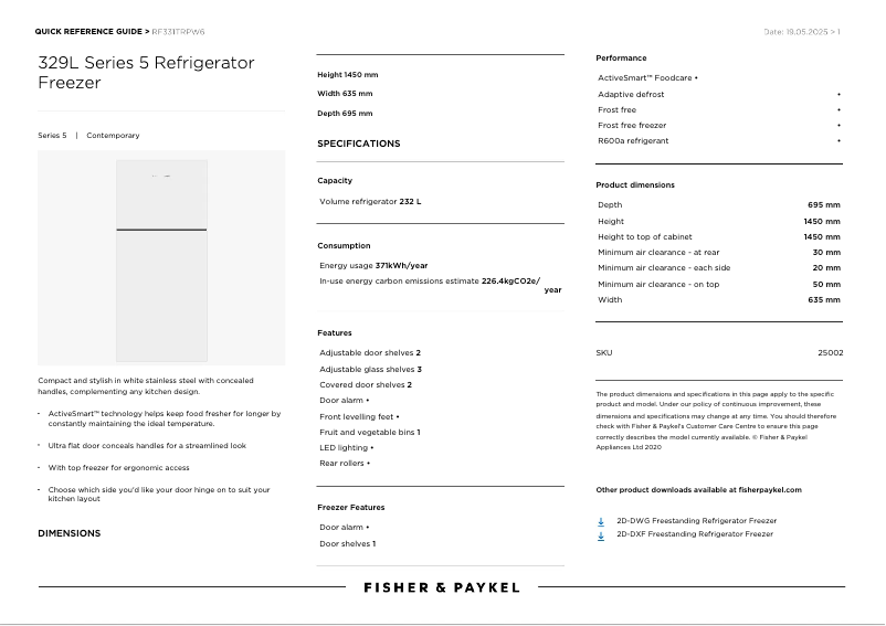Image de la première page du manuel de l'appareil RF331TRPW6